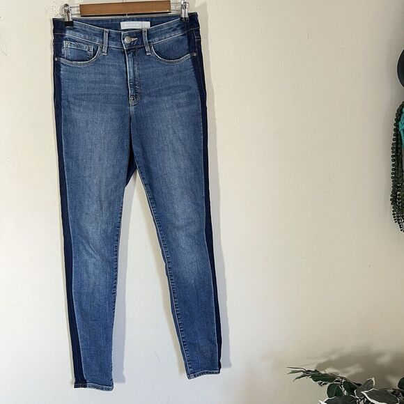 Athleta Sculptek Ultra Skinny Tuxedo Blue Two Tone Jean size 4 High Rise Stretch - Picture 8 of 8